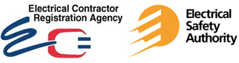 Electrical Contractor Registration Agency logo and Electrical Safety Authority Logo - Power Connex